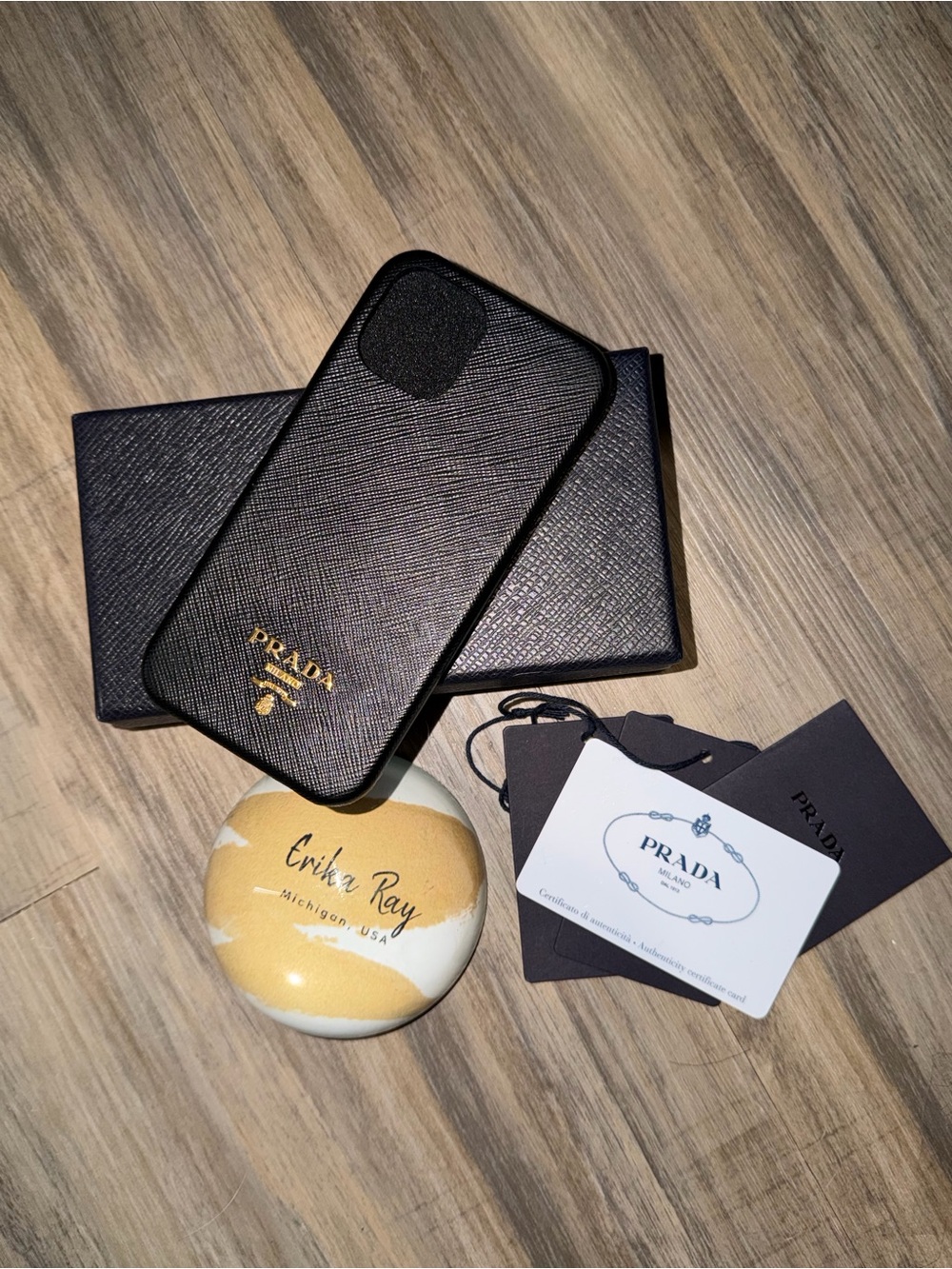 Prada Black Saffiano Leather iPhone 12 Case- BRAND‎ NEW/UNUSED